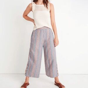 Madewell Pants Womens S Rainbow Stripe Tall Side Button Huston Pull On Crop